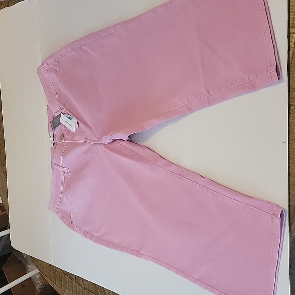 NWT LANE BRYANT Straight Crop petite mid-rise pink denim size 18p.